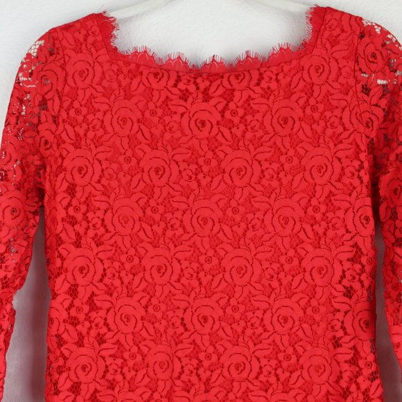 NEW Diane Von Furstenberg Red Colleen Lace Sheath Dress | Wedding, Cocktail Glam - Picture 6 of 14